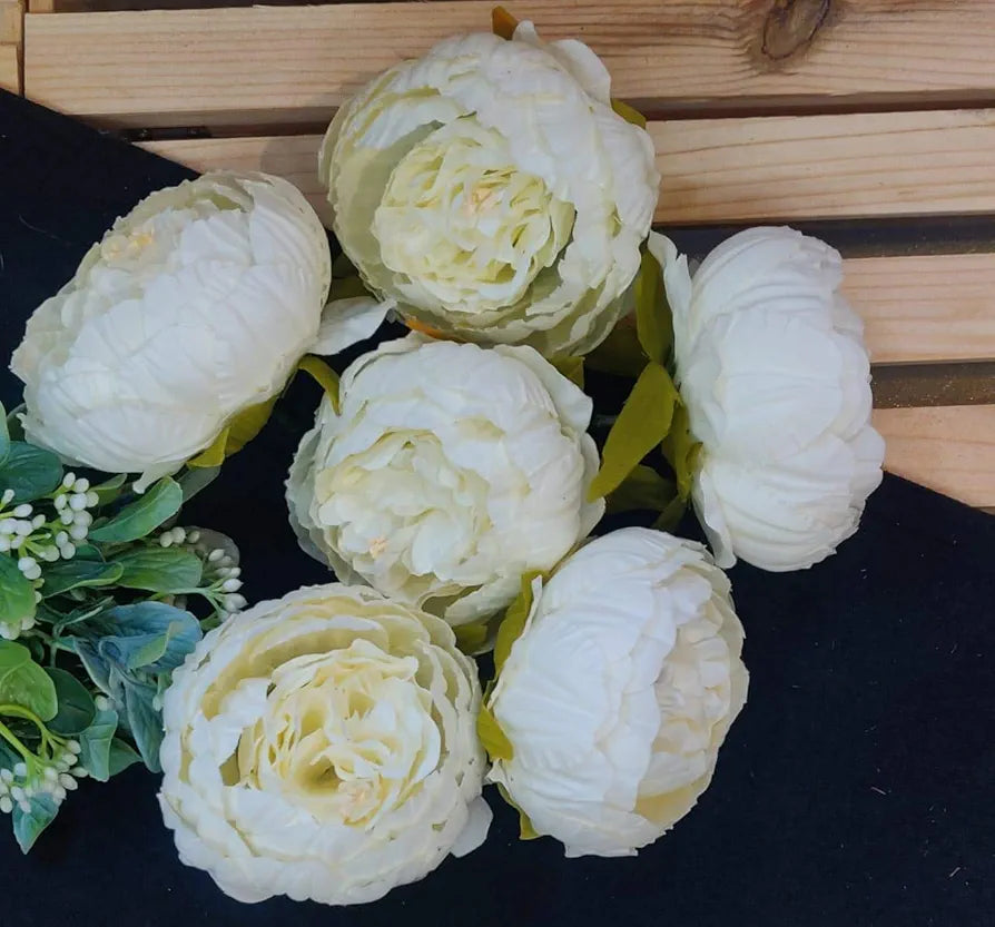 SATYAM KRAFT 6 Pcs Artificial Fabric Rose Flower Heads | Handmade Peony Style Flowers for DIY Crafting, Gift Packing, Bouquet Making, Wedding, Home & Event Decoration